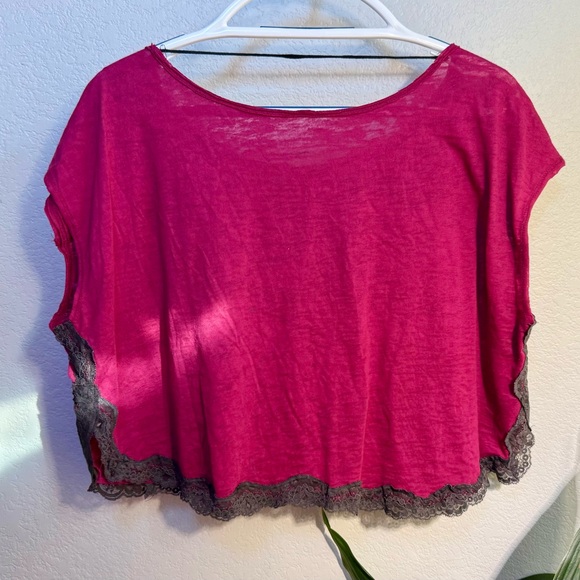 We The Free Pink Lace Trim Top - Picture 2 of 5